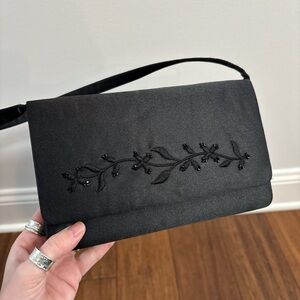 Elegant Black Embroidered Clutch